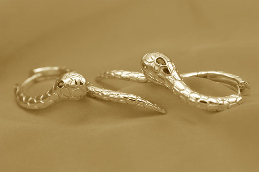 Serpent Statement Hoop Earrings with Emerald Eyes