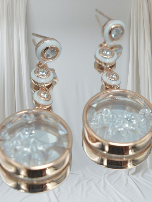 Floating Crystal Dome Drop Earrings