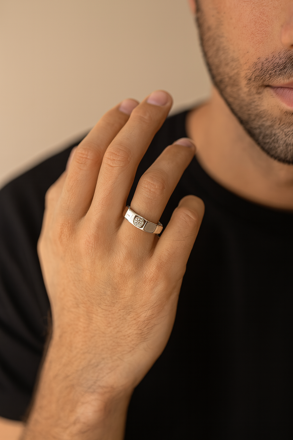 Geometric Duo Stone Ring