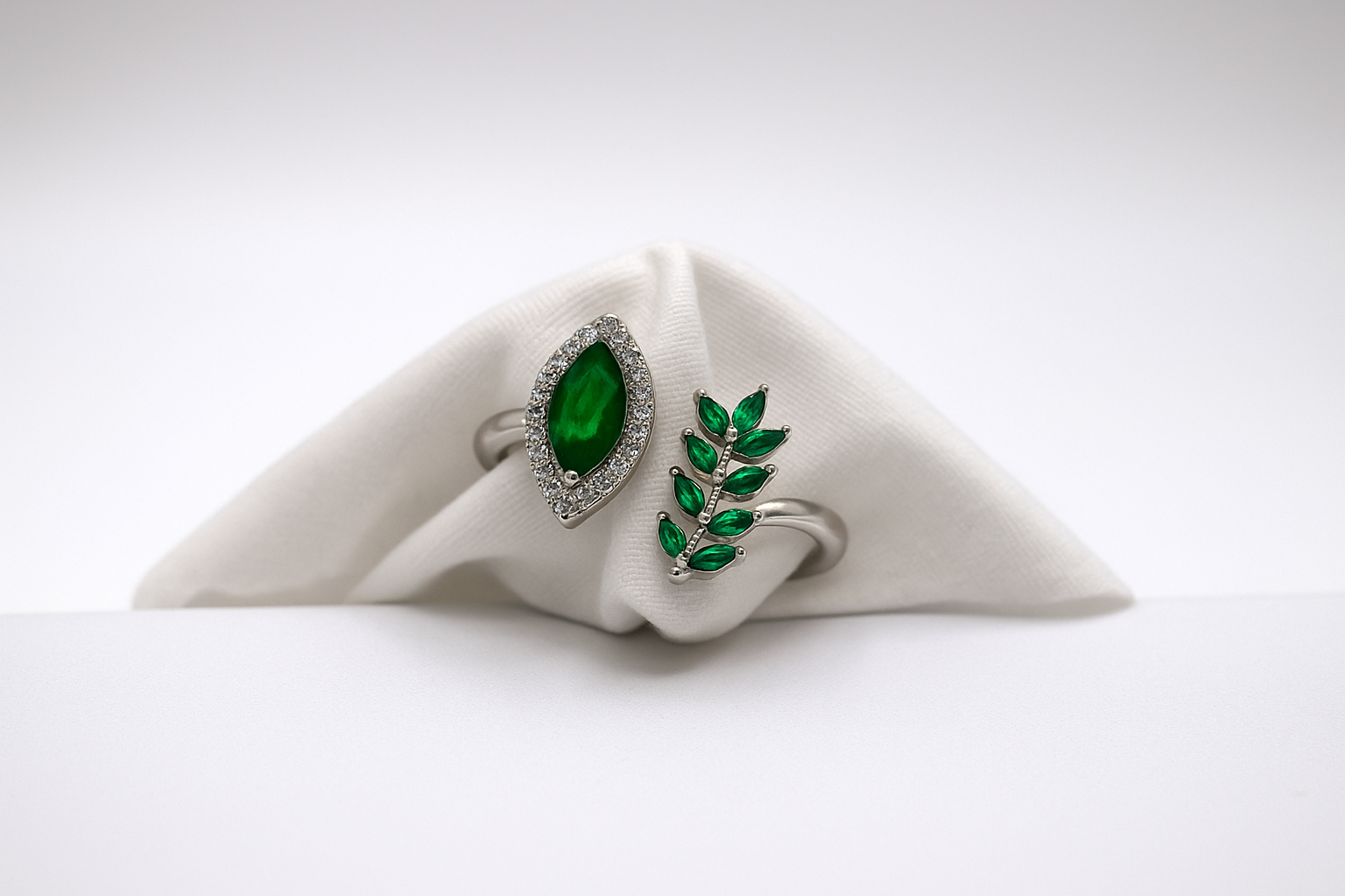 Emerald Leaf Ring