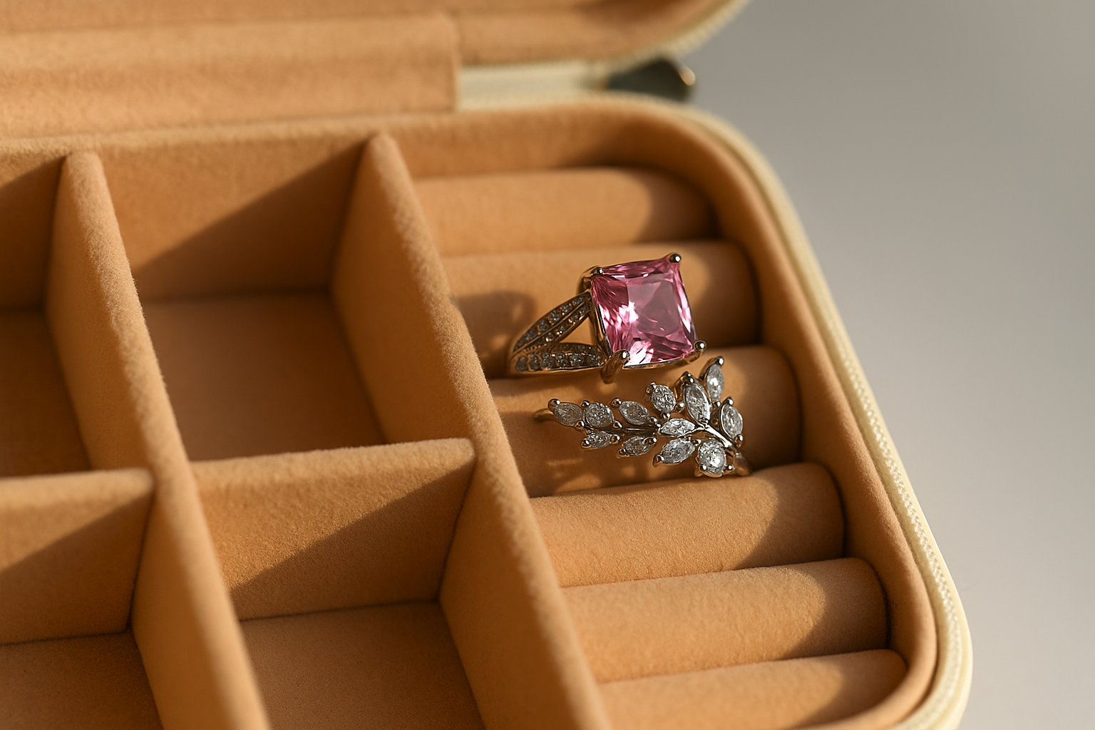 Pink Princess Cut Ring