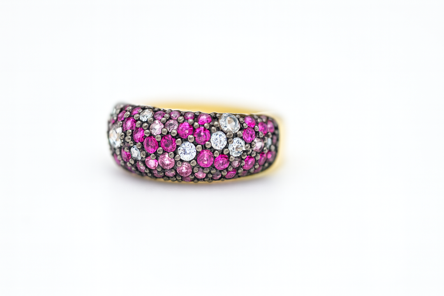 Pink & White Crystal Dome Ring