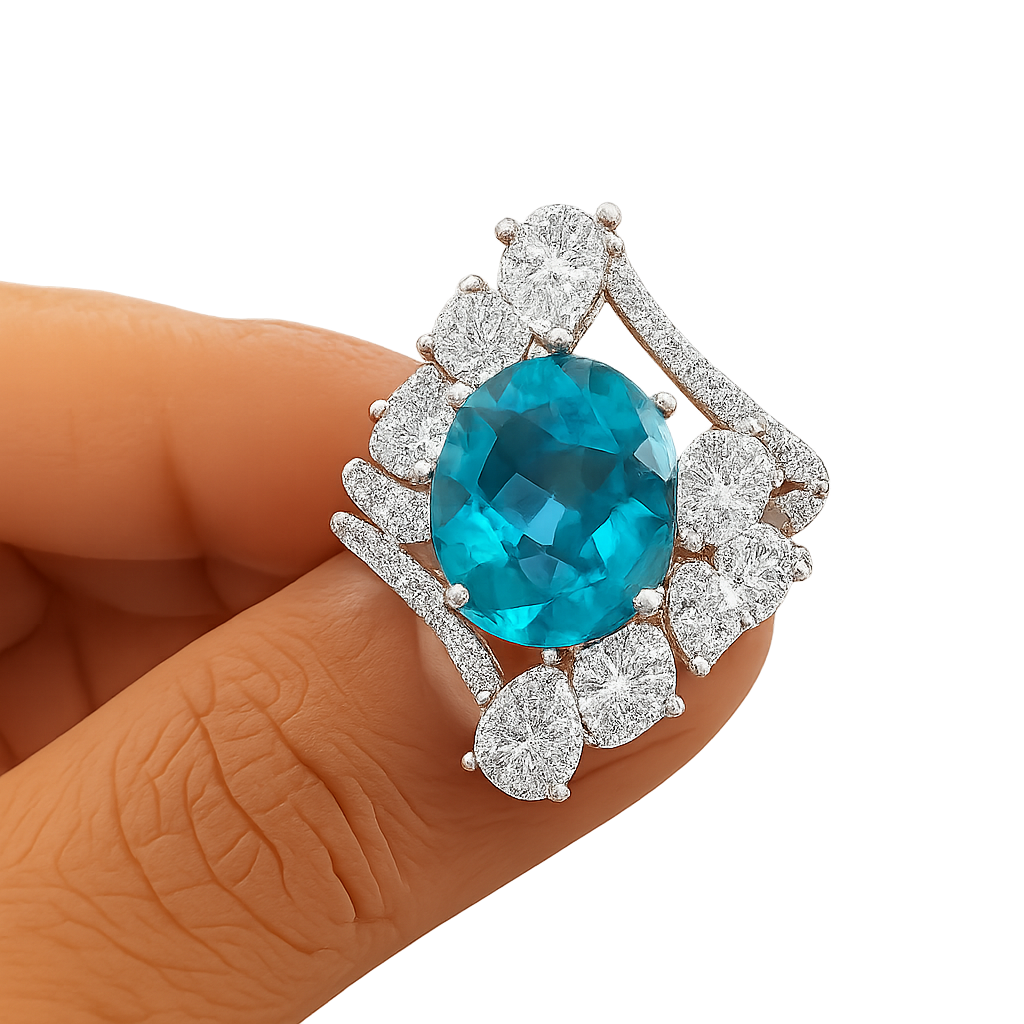 Ocean Blue Halo Ring