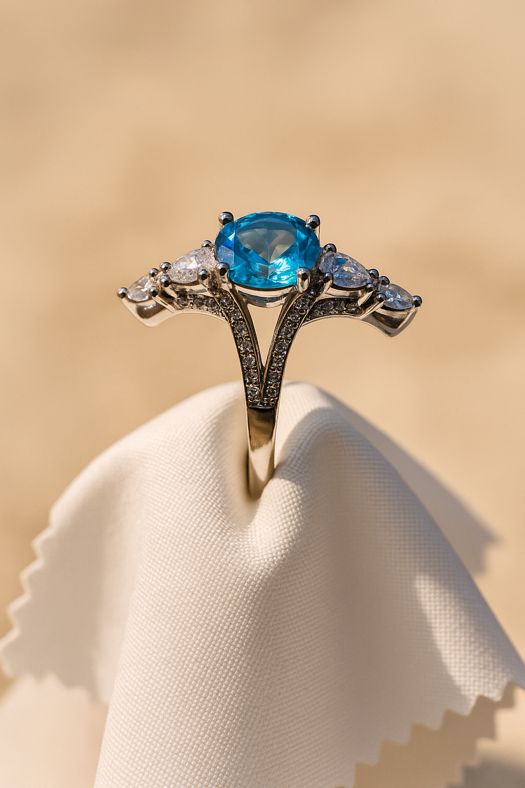 Ocean Blue Halo Ring