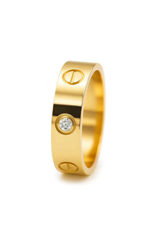 Designer Band Ring | Swiss Zirconia Accents, Unisex Style