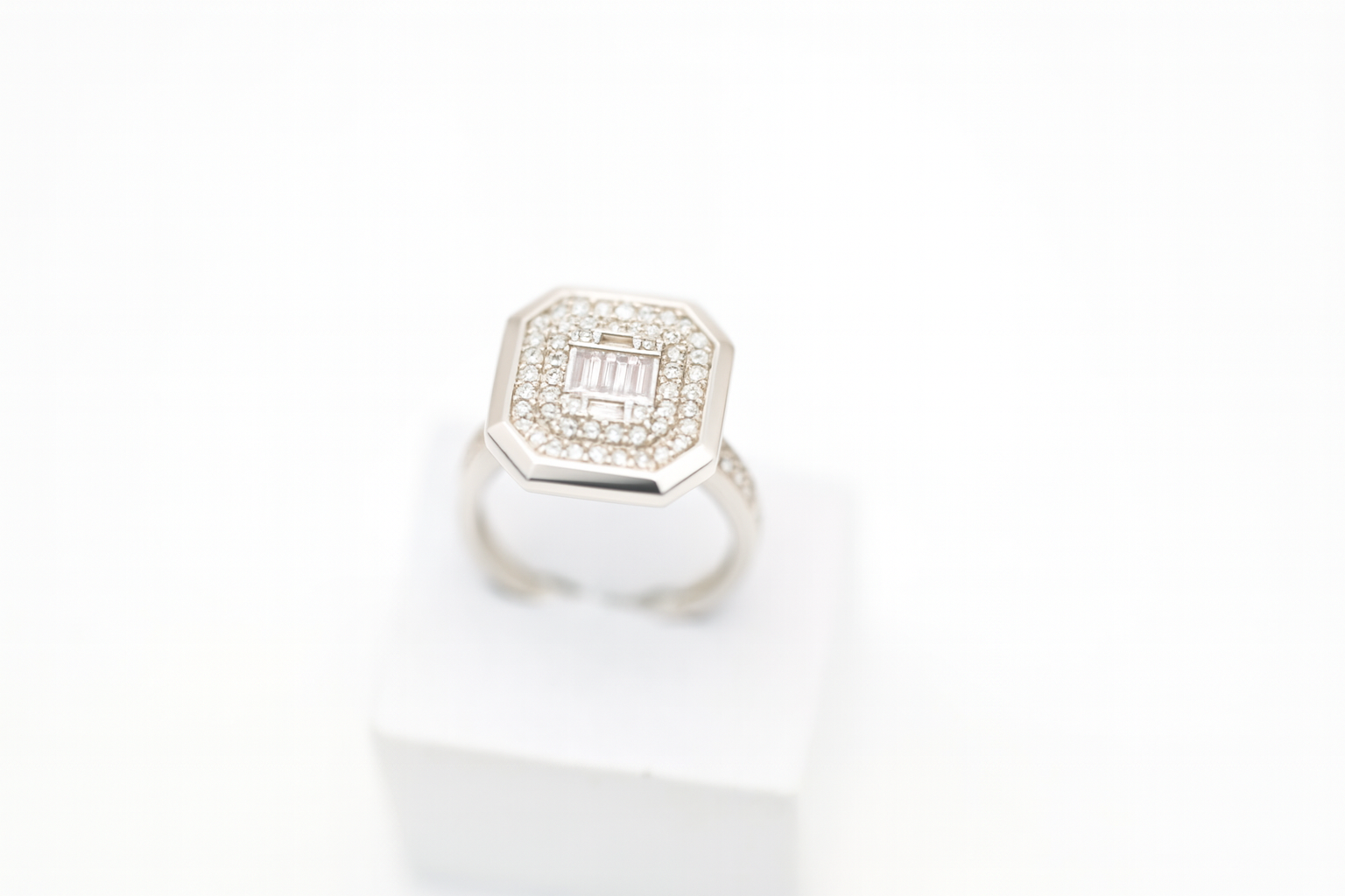 Octagon Baguette Cocktail Ring | Swiss Zirconia, Statement Design