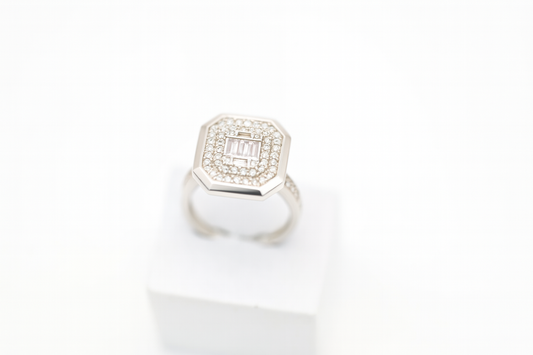 Octagon Baguette Cocktail Ring | Swiss Zirconia, Statement Design