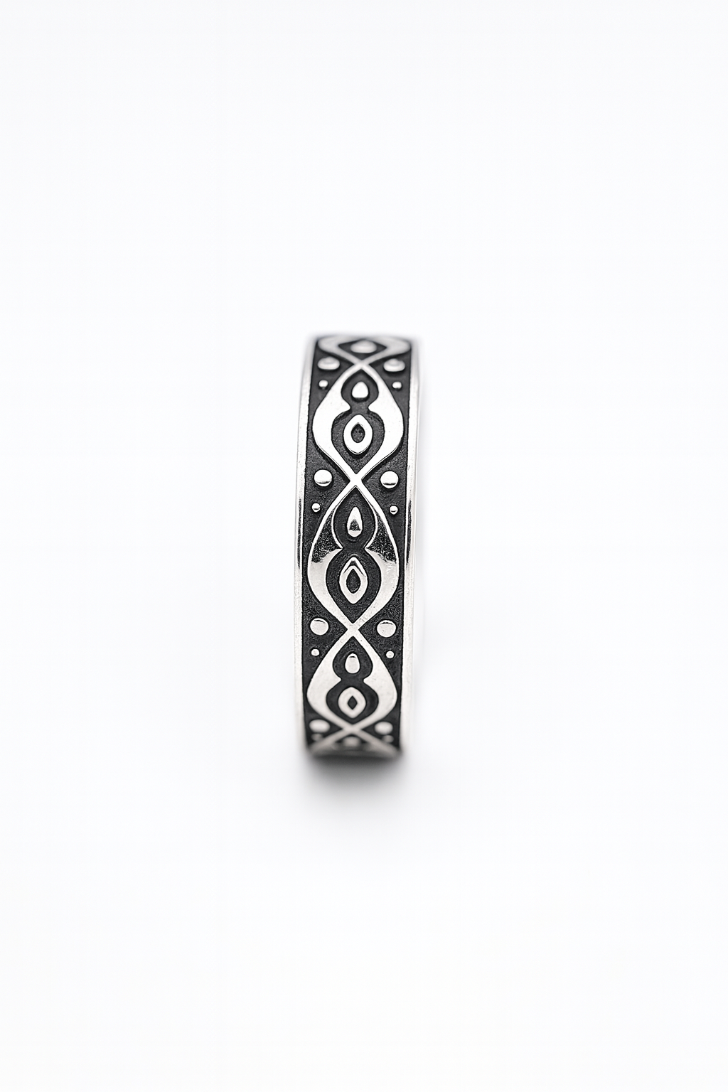 Oxidized Band Ring | Tribal Geometric Design, Unisex Style