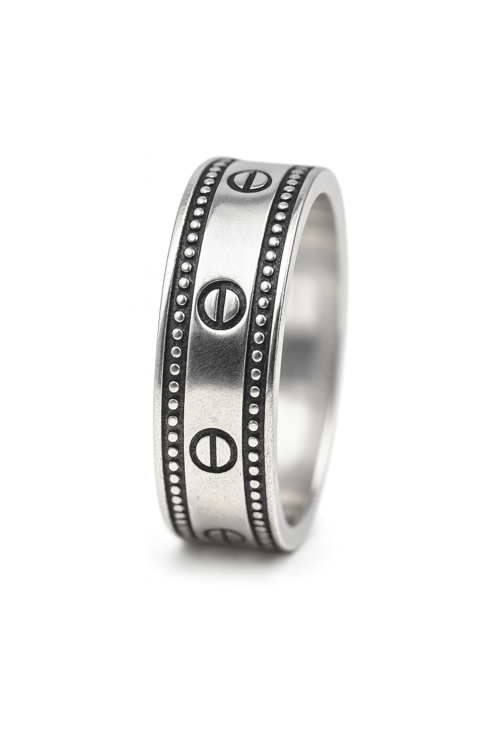 Oxidized Band Ring | Tribal Geometric Design, Unisex Style