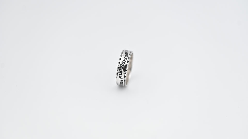 Oxidized Band Ring | Tribal Geometric Design, Unisex Style