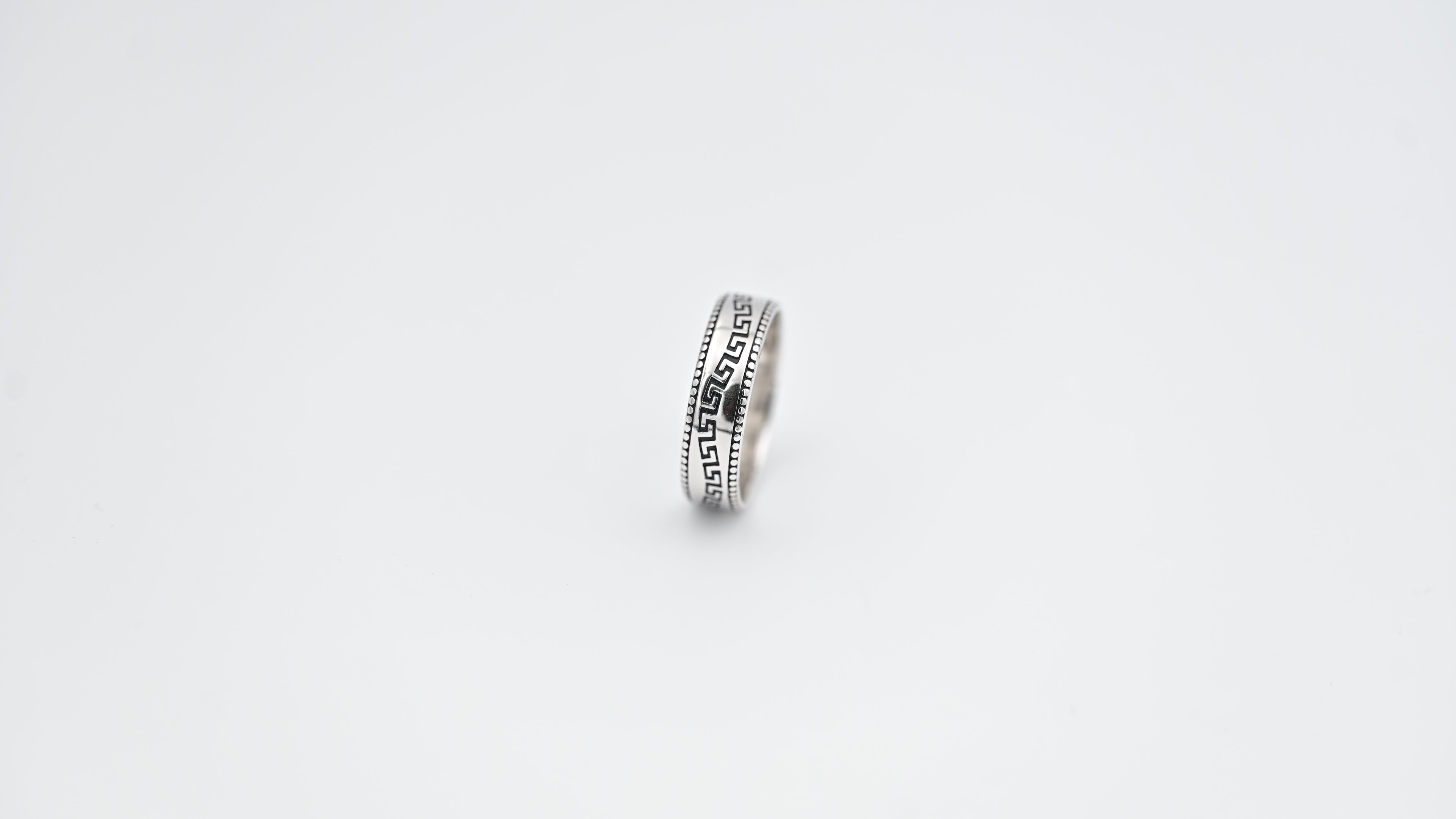 Oxidized Band Ring | Tribal Geometric Design, Unisex Style