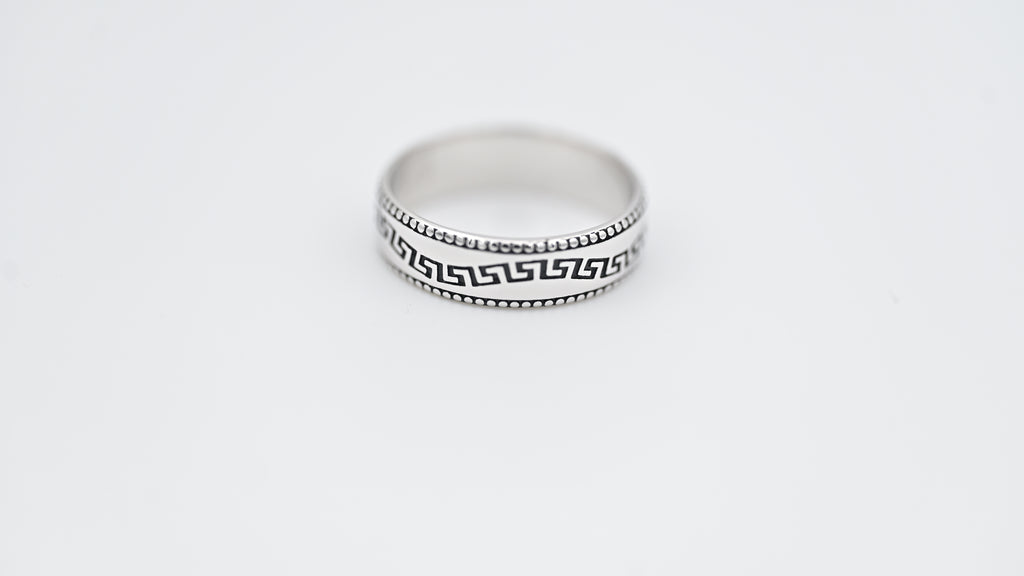 Oxidized Band Ring | Tribal Geometric Design, Unisex Style