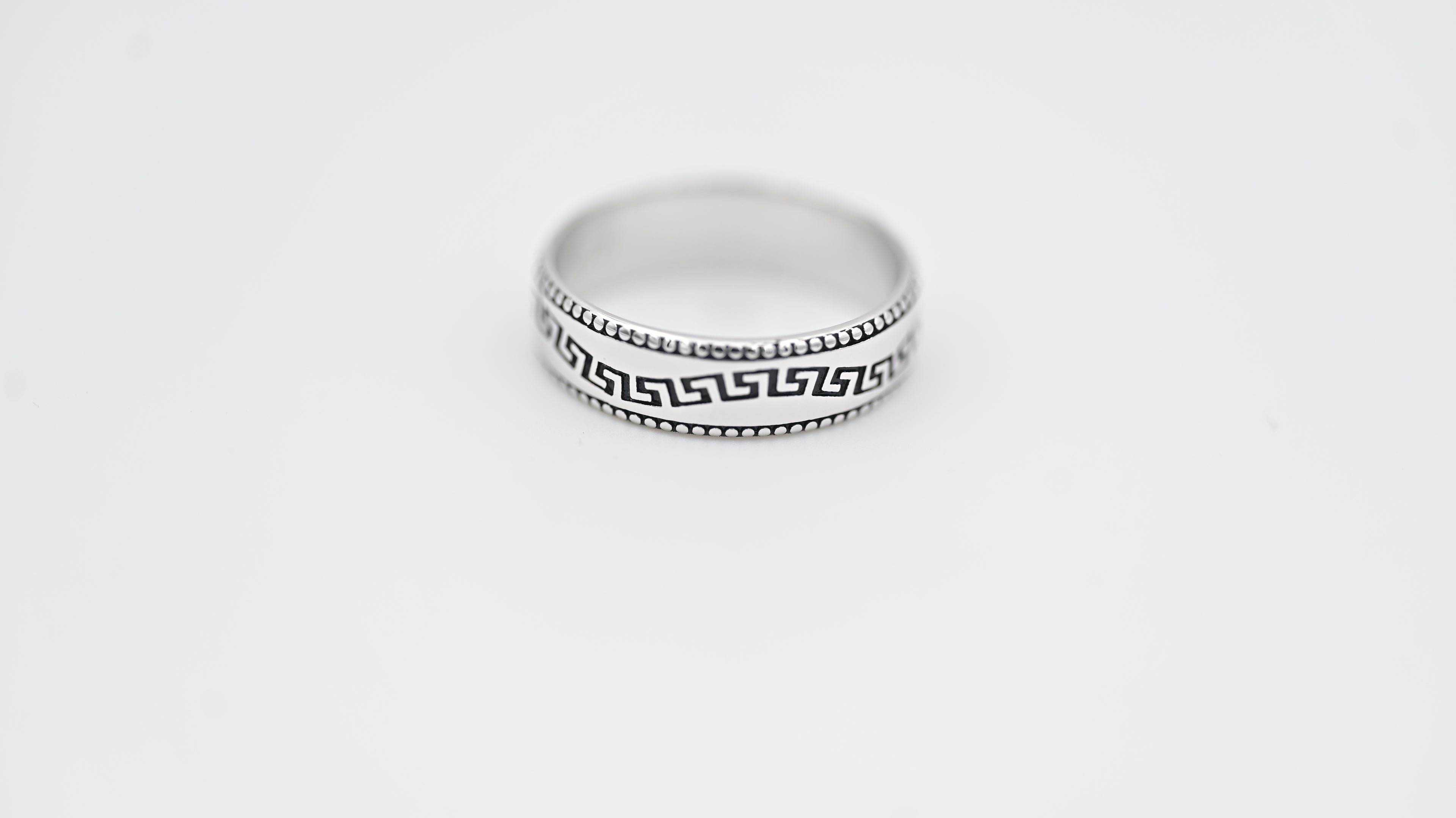 Oxidized Band Ring | Tribal Geometric Design, Unisex Style