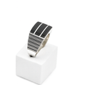 Black Onyx Mens Ring | Bold Rectangular Design with Textured Detailing