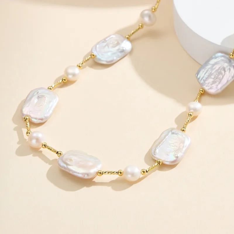 Baroque Pearl & Gold Plated Link Bracelet | Freshwater Pearl        Design | Sterling Silver