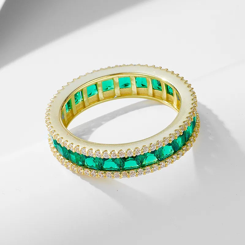 Princess Cut Emerald Eternity Band