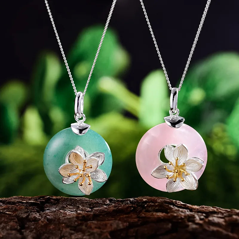Floral Jade Pendant Necklace