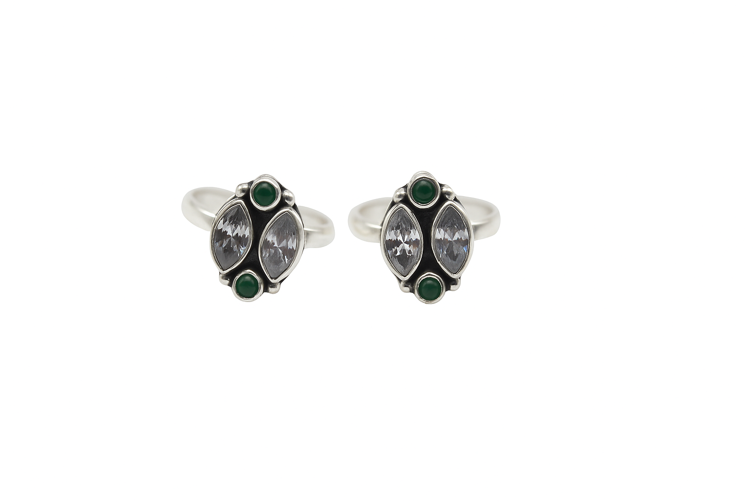 Dual Stone Adjustable Toe Rings