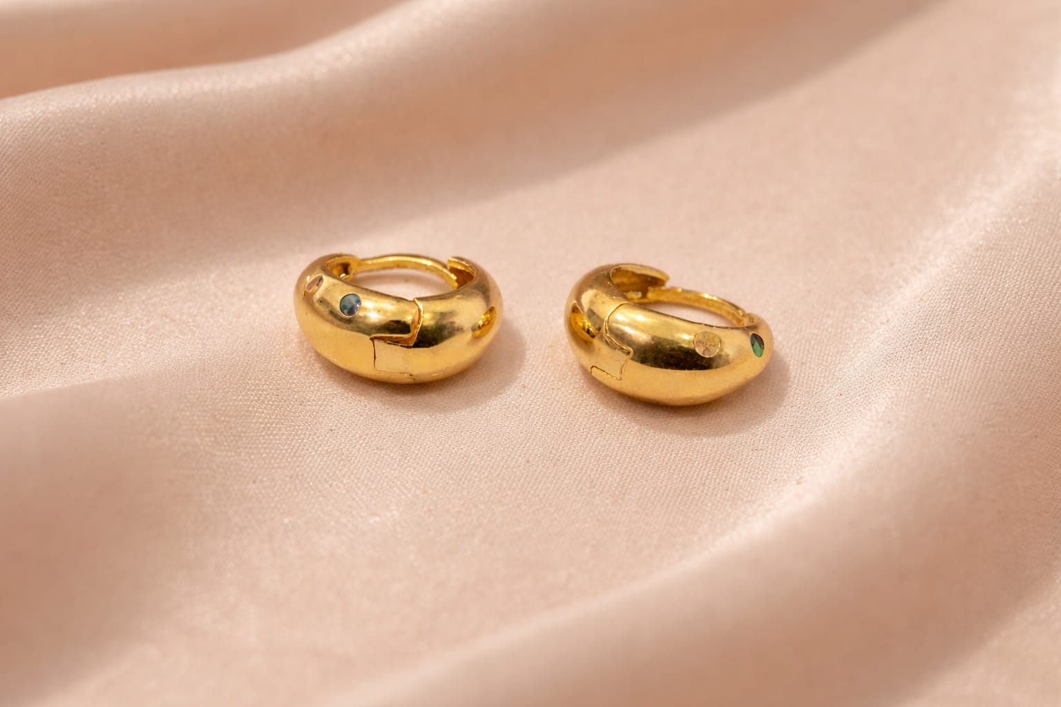 Colored Gems Huggie Earrings - Miora