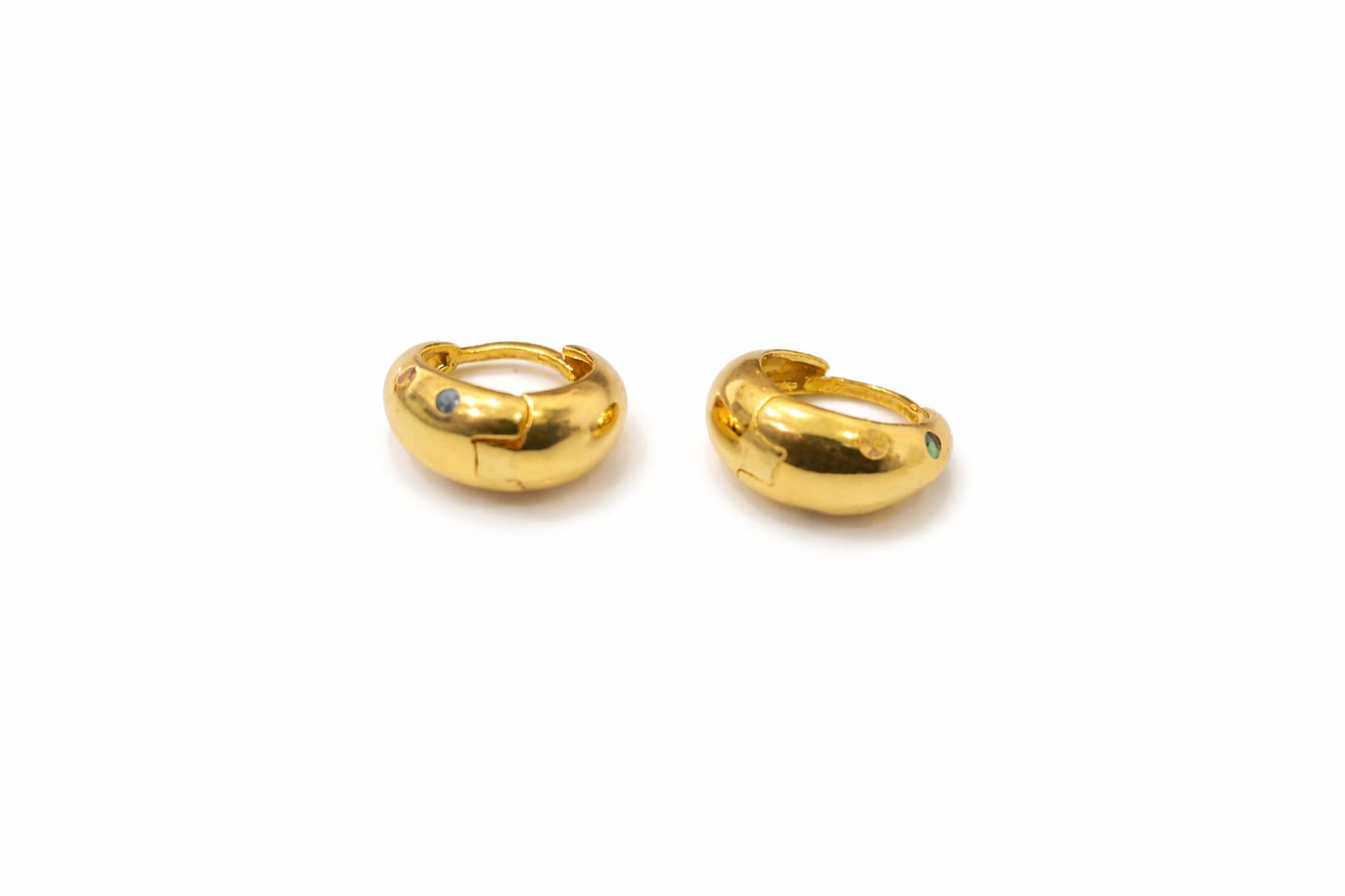 Colored Gems Huggie Earrings - Miora