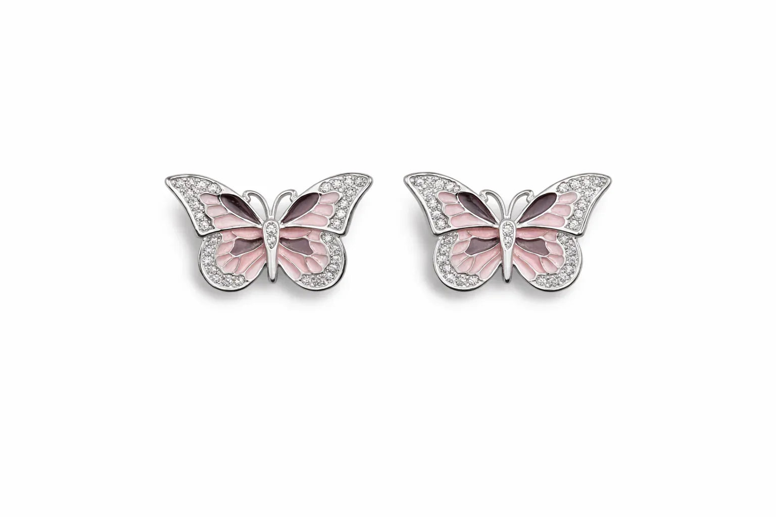 Butterfly Enamel Pink Earrings - Miora