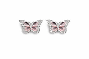 Butterfly Enamel Pink Earrings - Miora