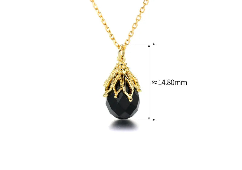 Black Agate Drop Pendant Necklace