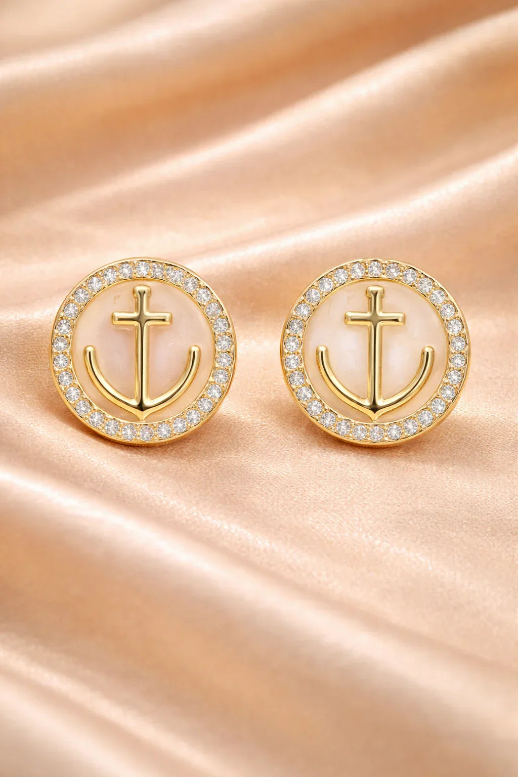 Anchor Stud Earrings | Mother of Pearl - Miora