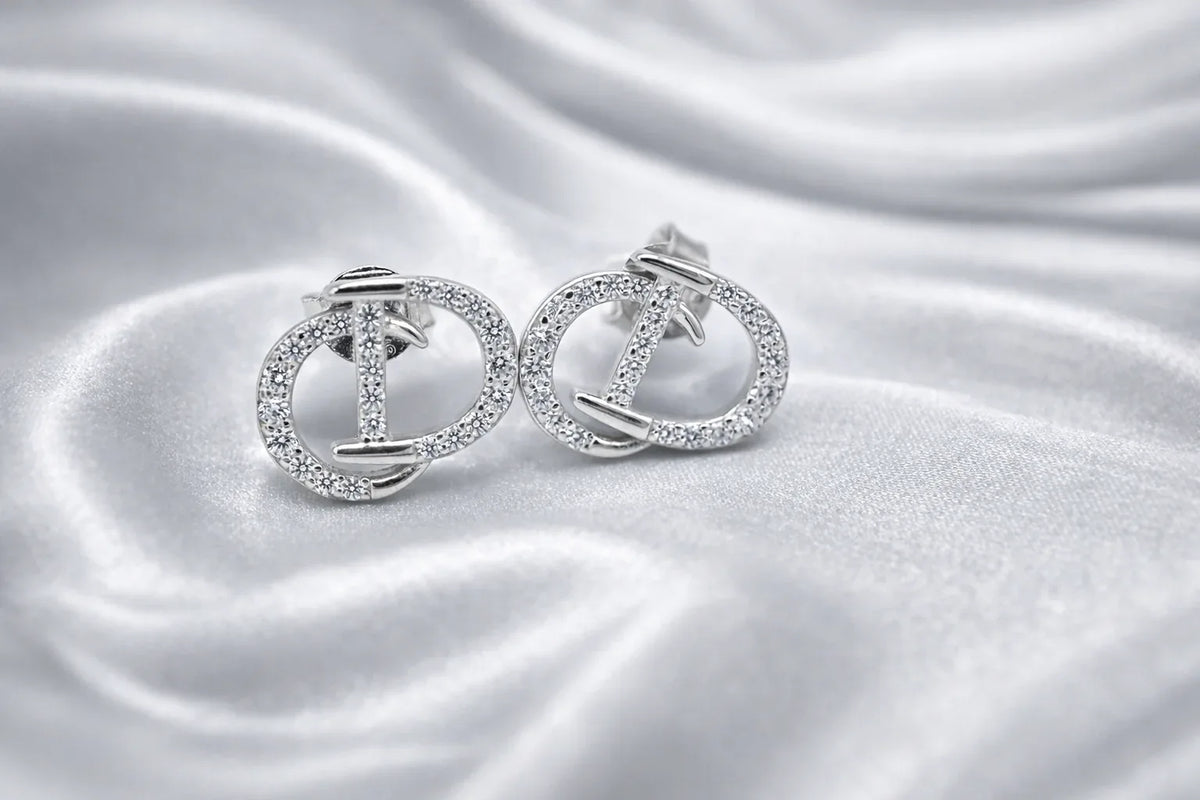Brand Inspired D Zirconia Stud Earrings - Miora