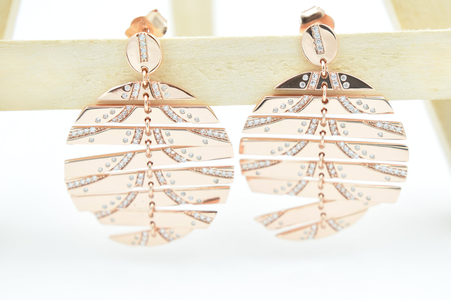 Rose Gold Palm Fan Statement Earrings