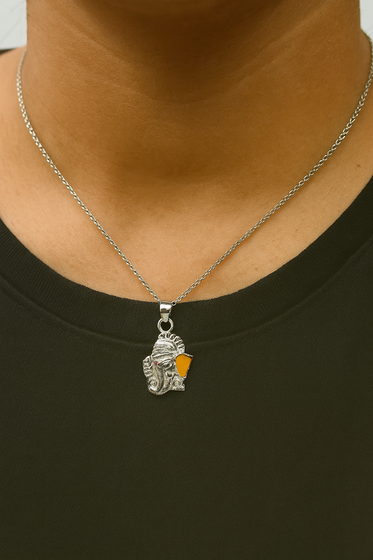 Sterling Silver Lord Ganesha Head Pendant Charm