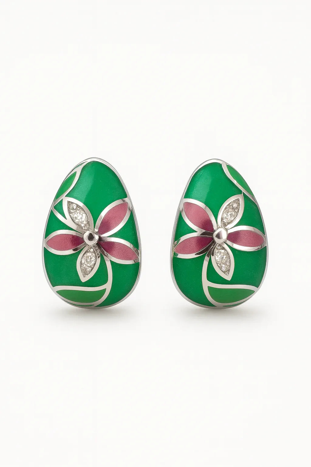 Enamel Floral Earrings - Miora