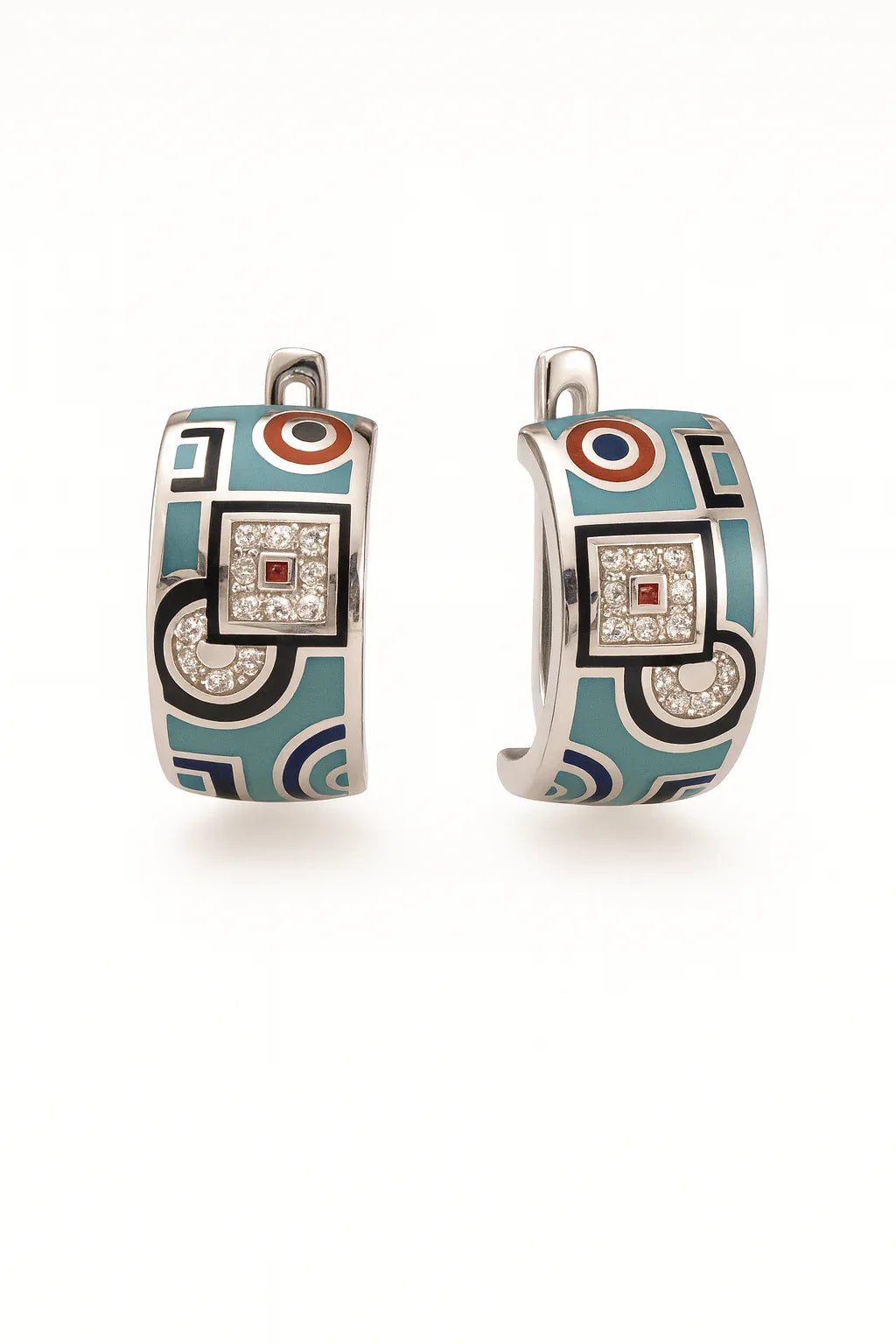 Enamel Geometric Earrings - Miora