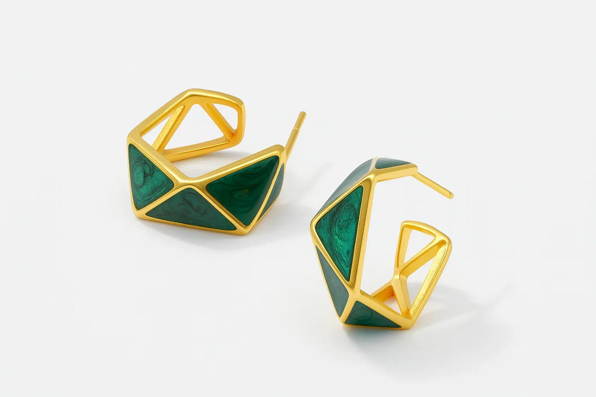 Geometric Loop Earrings | 18K Gold Plated - Miora