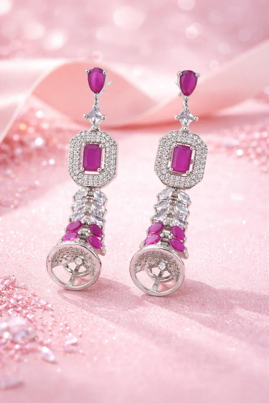 Pink Stone Drop Earrings - Miora