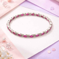 Sterling Silver Pink Teardrop Stone Bracelet
