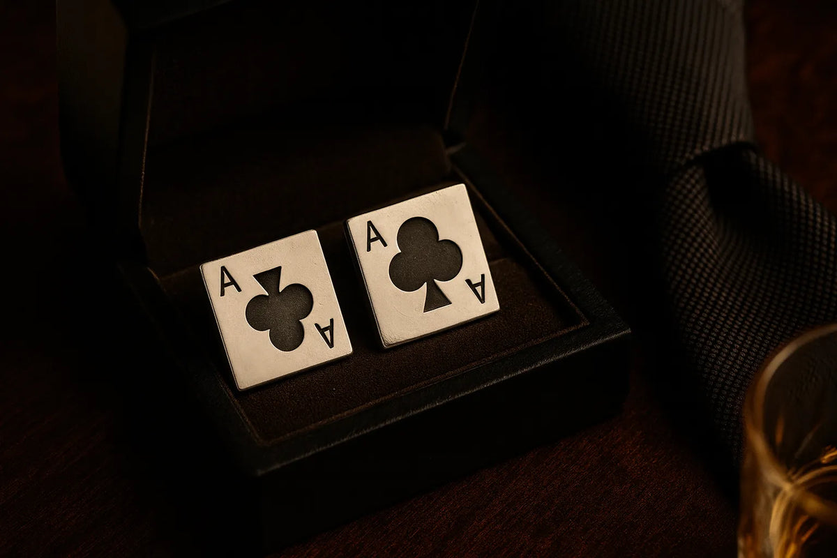 MIORA 925 Sterling Silver Ace-Clubs Playing Cufflinks - image 3
