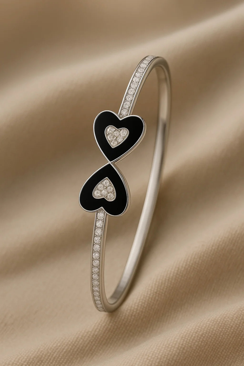 MIORA 925 Sterling Silver Amor-Noir Zirconia Bangle - main image