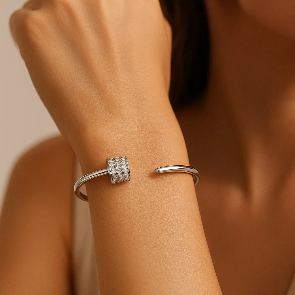 MIORA 925 Sterling Silver Aria-Cuff Zirconia Bracelet - image 2