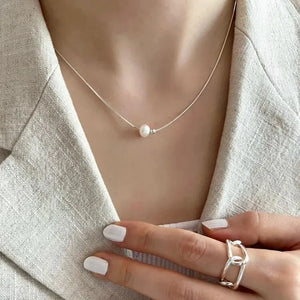 MIORA 925 Sterling Silver Bead Pearl Necklace