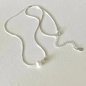MIORA 925 Sterling Silver Bead Pearl Necklace