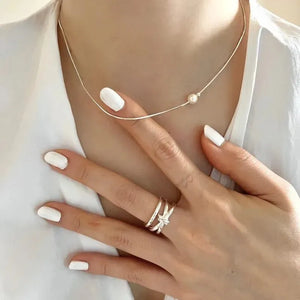 MIORA 925 Sterling Silver Bead Pearl Necklace