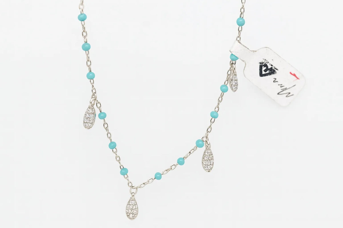 MIORA 925 Sterling Silver Beaded-Shell Zirconia Necklace
