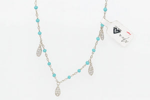 MIORA 925 Sterling Silver Beaded-Shell Zirconia Necklace