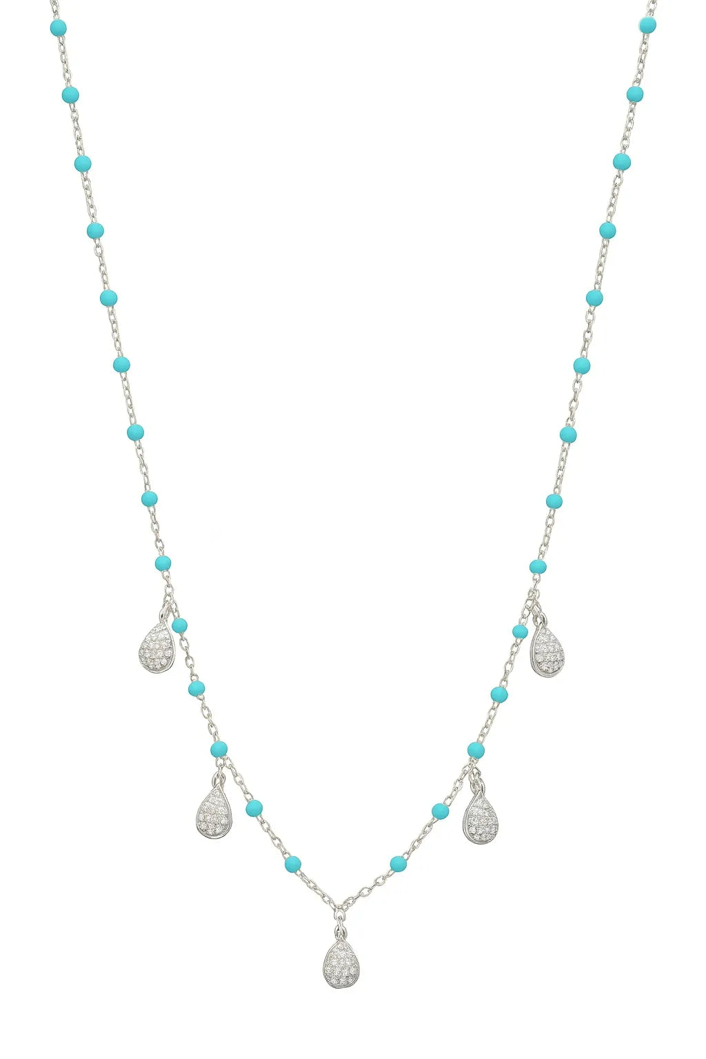 MIORA 925 Sterling Silver Beaded-Shell Zirconia Necklace