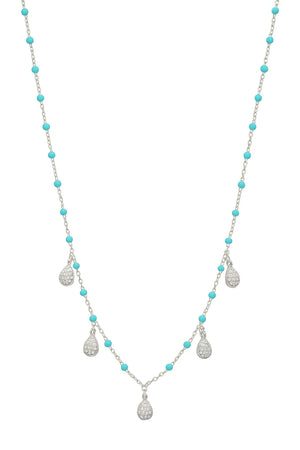MIORA 925 Sterling Silver Beaded-Shell Zirconia Necklace