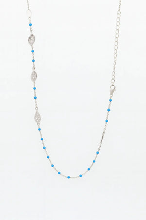 MIORA 925 Sterling Silver Beaded-Shell Zirconia Necklace