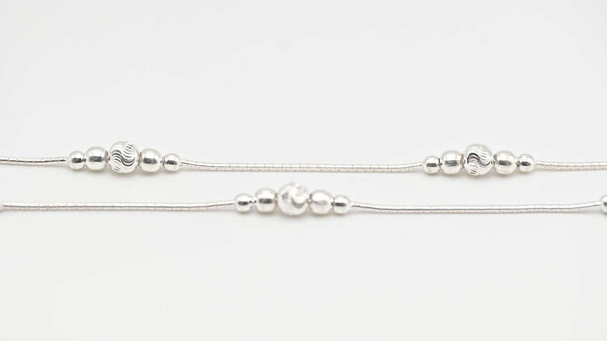 MIORA 925 Sterling Silver Bindiya Beaded Anklet - image 3