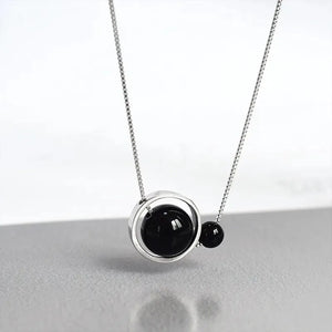 MIORA 925 Sterling Silver Black-Agate Pearl Necklace - image 3