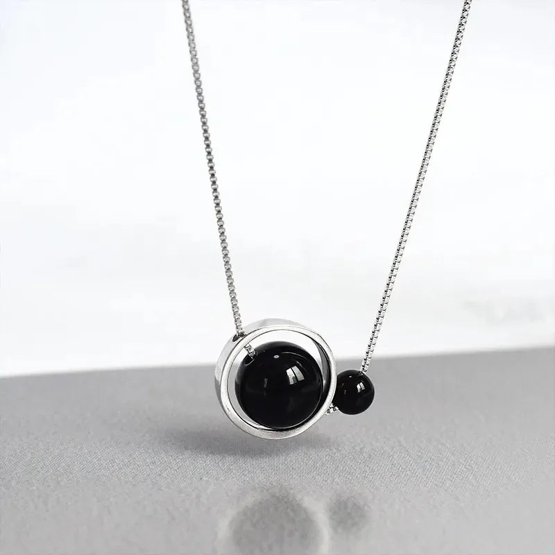 MIORA 925 Sterling Silver Black-Agate Pearl Necklace - image 3